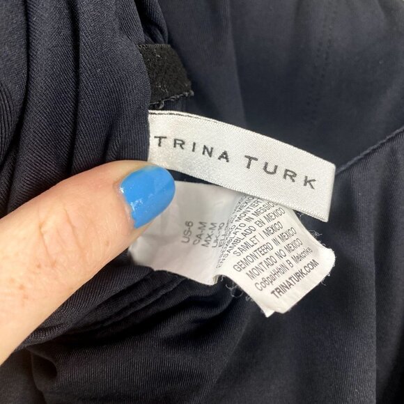 Trina Turk Off the Shoulder One-Piece Swimsuit Black 6 - Picture 2 of 10